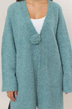 HYFVE Front Rosette Longline Slit Sweater Cardigan Woman Outerwear