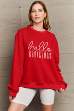 Simply Love Full Size HELLO CHRISTMAS Long Sleeve Sweatshirt Deep Red Woman Sweatshirts