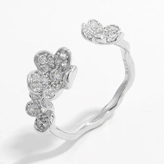 925 Sterling Silver Inlaid Zircon Open Ring Silver