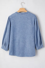 Bow Tie Long Sleeve Denim Top