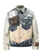Men's Lace Up Back Button Up Denim Jacket Medium