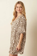 Mittoshop Animal Print Puff Sleeve Mini Dress Casual Dresses