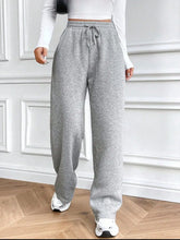 Drawstring Wide Leg Pants Light Gray
