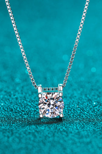 1 Carat Moissanite 925 Sterling Silver Chain Necklace Silver One Size