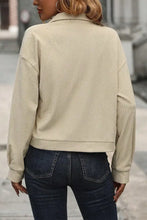 Pocketed Collared Neck Button Up Jacket Woman Outerwear