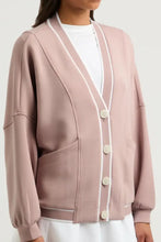 Contrast Trim V Neck Button Up Cardigan Woman Outerwear