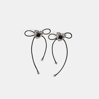 Stainless Steel Wax Rope Heart Earrings Black One Size