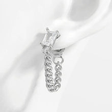 925 Sterling Silver Zircon Chain Earrings Silver One Size