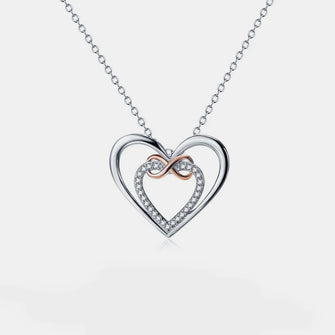 Heart Shape Inlaid Zircon 925 Sterling Silver Necklace Silver One Size