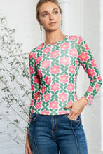 Floral Round Neck Long Sleeve Top Woman Blouses