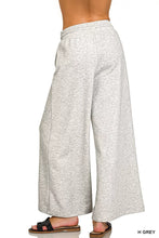 Heather gray zenana scuba drawstring wide leg pants with elastic waistband for comfortable casual wear