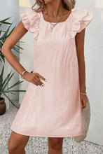 Ruffle Sleeve Bow Back Mini Dress Woman Casual Dress