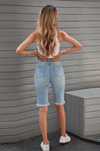 Distressed Raw Hem Denim Bermuda Shorts Denim Shorts