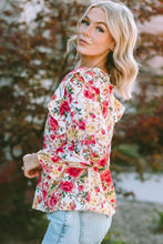 Floral Round Neck Smocked Blouse Woman Blouses