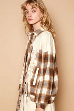 POL Plaid & Star Patchwork Contrast Long Sleeve Shacket Woman Outerwear