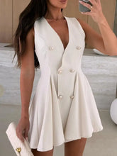 Sleeveless Double-Breasted Mini Dress Woman Casual Dress