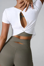 Cutout Round Neck Short Sleeve Active T-Shirt White