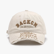 Letter Embroidered Cotton Baseball Cap Beige One Size
