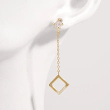925 Sterling Silver Inlaid Zircon Earrings Gold One Size