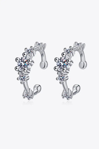 Moissanite Rhodium-Plated Cuff Earrings Silver One Size Earrings
