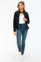 Snobbish PU Leather Biker Jacket with Side Zip Pockets Woman Outerwear