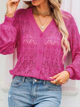 Buttoned Front Openwork Cardigan