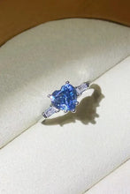 1 Carat Moissanite Heart-Shaped Platinum-Plated Ring in Blue Rings