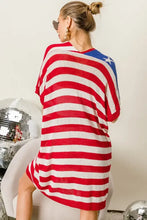 Bibi American Flag Low Gauge Knit Cardigan with Striped T-Shirt