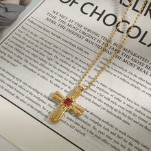 18K Gold-Plated Zircon Cross Pendant Necklace