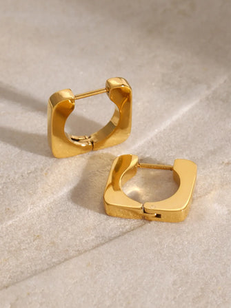 18K Gold-Plated Stainless Steel Square Earrings Gold One Size
