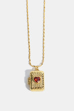 Heart Zircon Box Pendant Copper Necklace Gold One Size