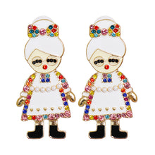 Rhinestone Alloy Earrings Mis Claus One Size