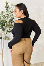 Culture Code Full Size Ribbed Surplice Cold Shoulder Top Woman Blouses