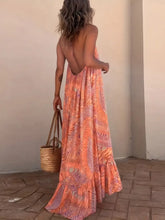 Backless Printed Halter Neck Maxi Cami Dress Casual Dresses