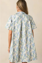 Floral Print Button-Up Shirt Dress Woman Casual Dress