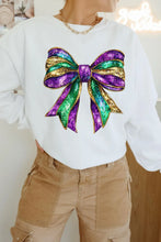 Bow Round Neck Long Sleeve Sweatshirt White