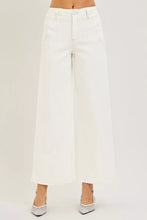 White wide-leg denim trousers with a clean minimalist design high rise ankle wide pants by risen