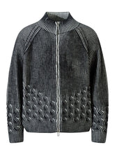 Men's Cable-Knit Zip-Up Cardigan Black
