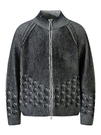 Men's Cable-Knit Zip-Up Cardigan Black