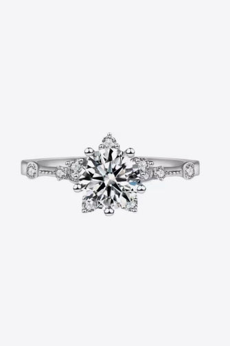1 Carat Moissanite 6-Prong Ring Silver