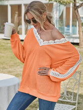 Ivy Lane Contrast Spliced Lace V-Neck Top Woman Blouses