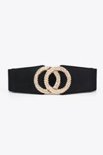 Chanel black elastic wide belt with zinc alloy CC buckle