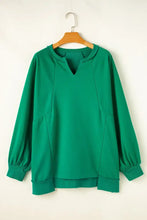 Plus Size Cutout Hem Notched Long Sleeve Sweatshirt Woman Sweatshirts