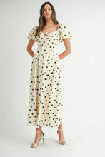 MABLE Polka Dot Puff Sleeve Midi Dress Casual Dresses