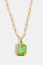 Zircon 18K Gold-Plated Geometrical Shape Pendant Necklace Light Green One Size