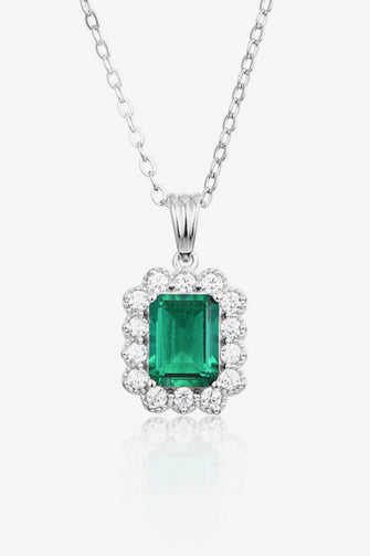 1.5 Carat Lab-Grown Emerald Pendant 925 Sterling Silver Necklace Green One Size