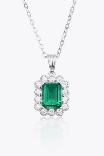 1.5 Carat Lab-Grown Emerald Pendant 925 Sterling Silver Necklace Green One Size Necklaces