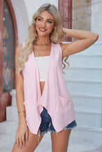 Eyelet Open Front Sleeveless Cardigan Blush Pink