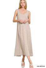 Zenana French Terry Twisted Strap Midi Dress ASH MOCHA Casual Dresses