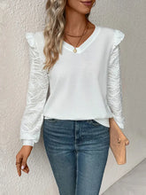 Perfee Textured V-Neck Long Sleeve Top Woman T Shirts